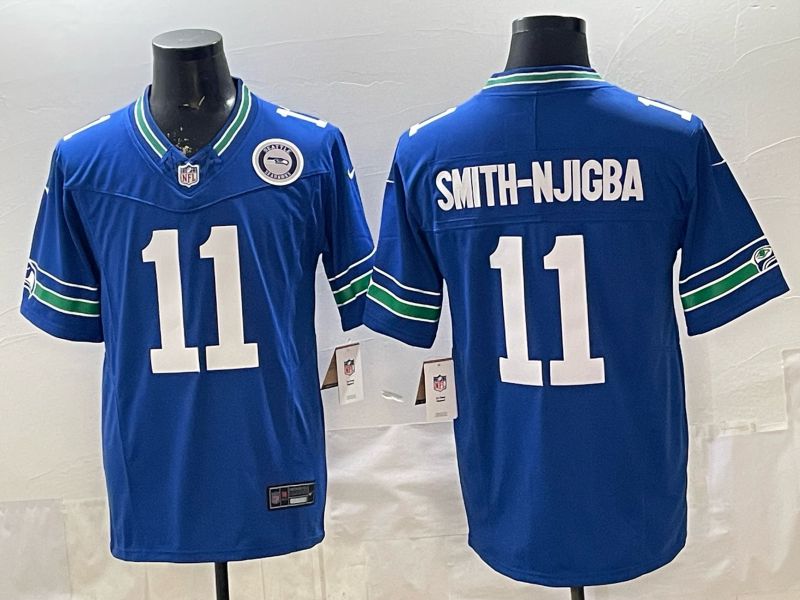 Men 2026 Seattle Seahawks  #11 Smith-njigba blue Throwback 3th generation Nike Limited NFL Jersey style 004->toronto blue jays->MLB Jersey